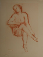 Dessin De Nu. Belle Reproduction De 1946. Femme Assise De Face. Sanguine. Malfray. - Dessins