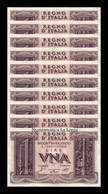 Italia Italy Lot 10 Banknotes 1 Lire 1939 Pick 26 SC UNC - Other & Unclassified