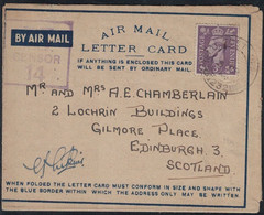GRANDE BRETAGNE - AEROGRAMME POUR EDINBURGH - LE 29 AVRIL 1944 - CENSURE DU CONTROLE POSTAL. - Postmark Collection
