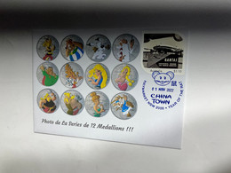 (3 M 7) Asterix (12 Coins Repro)(with QANTAS & Australia Post Centenary Stamp From MyPost Presentation Pack - "SCARCE" ) - Andere