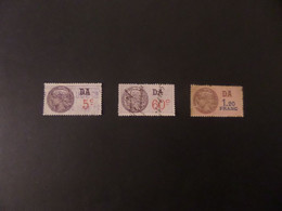 Timbres D.A  5C, 60C, 1.20 Franc - Timbres