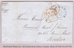 Ireland Tyrone Uniform Penny Post 1850 Banking Letter To London Prepaid "1" With STRABANE JY 13 1850 Cds In Blue - Prefilatelia