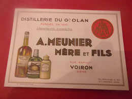 ♥️ VOIRON ISERE A MEUNIER MERE ET FILS DISTILLERIE DU GD OLAN - Publicités