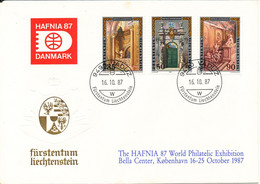 Liechtenstein Cover Hafnia 87 Copenhagen Denmark Vaduz 16-10-1987 With Hafnia Cachet - Cartas & Documentos