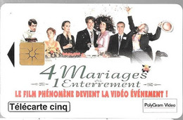 CARTE-PRIVEE-5U-GN126-GEMB-04/95-FILM-4 MARIAGES-V°DN° Série B53156001-Utilisé-TBE - 5 Eenheden