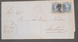 J) 1969 CHILE, PERF COLON, MULTIPLE STAPS, AIRMAIL, CIRCULATED COVER, FROM CHILE TO SANTIAGO - Chile