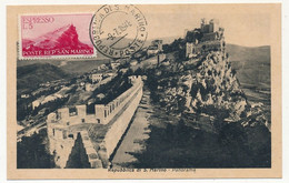SAINT MARIN - Carte Maximum - 5 L Espresso - Panorama De St Marin - 9/7/1946 - Lettres & Documents