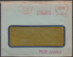 Empreinte  EMA  03S50  Sur Enveloppe Fenetre Pub " BANCO PORTUGUES DO ATLANTICO "  De LISBOA  Le  23 11 1956 - Franking Machines (EMA)