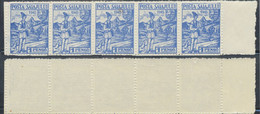 Romania Northern Transylvania 1945 Salaj 2nd Issue Strip Of 5 Stamps 1 Pengo With Attending Gutter, MNH - Transylvanie