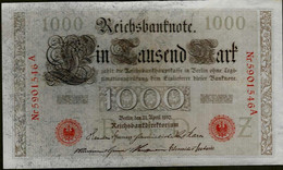 ALLEMAGNE – Reichsbanknote – 1000 Mark (série Rouge) – 21/04/1910 - 1000 Mark