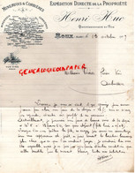 11- MOUX- LETTRE MANUSCRITE HENRI HUC- VINS MINERVOIS CORBIERES- A TIXIERE FRERES AUBUSSON-1909 - Levensmiddelen