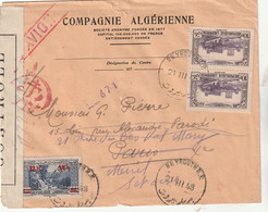 Grand Liban Lettre Avion Censure FFL BEYROUTH 21/3/1945 Pour Paris Réexpédiée Mériel Seine Et Oise - Cartas & Documentos