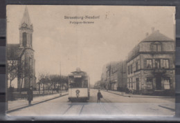 Dt.Reich Fotokarte  Strassburg-Neudorf " Polygon-Strasse " + Strassenbahn/Kirche/Spezerei JB Trutt Als FP-Karte Gelaufen - Elsass