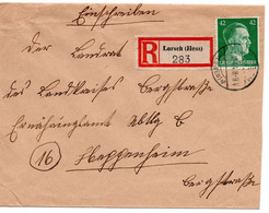 55487 - Deutsches Reich - 1944 - 42Pfg Hitler EF A R-Bf LORSCH -> Haggenheim - Lettres & Documents