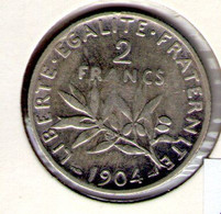 France. 2 Francs Semeuse. 1904 - 2 Francs