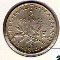 France. 2 Francs Semeuse. 1914 C - 2 Francs