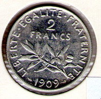 France. 2 Francs Semeuse. 1909 - 2 Francs