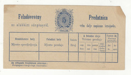 (Austro-)Hungary - Croatia - Feladoveveny - Predatnica (telegramm Shipping Document) Unused B221201 - Croatia