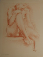 Dessin De Nu. Belle Reproduction De 1946. Femme Assise. Raymond Martin. - Dessins