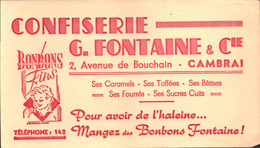 Buvard Confiserie Fontaine Cambrai , Bonbons Fins , Pour Avoir De L'haleine Mangez Des Bonbons Fontaine - Sucreries & Gâteaux