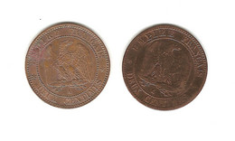 290/ France : Napoléon III : 2 Centimes 1861 A - 2 Centimes 1862 K (pièces Nettoyées ?) - 2 Centimes
