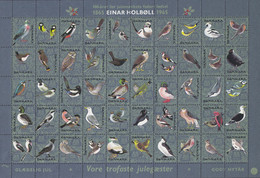 Denmark Christmas Seal Full Sheet 1965 Bird Vogel Oiseau MNH** - Fogli Completi