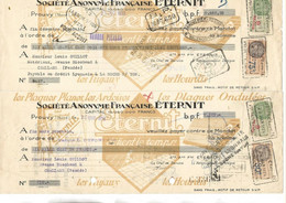 3 LETTRES DE CHANGES TIMBREES - SOCIETE FRANCAISE ETERNIT-PROUVY -NORD - ANNEE 1923-24 - Bills Of Exchange