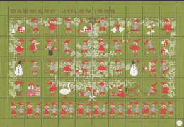 Denmark Christmas Seal Full Sheet 1963 ERROR Variety 'Missing Perf. In Top Row', MNH** - Fogli Completi