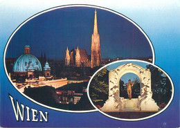 Postcard Austria Wien Multi View Night Scene - Belvedère