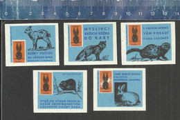 VÝKUP KARA - SKINS FURS RABBITT OTTER FOX....  CZECHOSLOVAKIAN MATCHBOX LABELS 1970 - Zündholzschachteletiketten