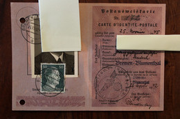 1942 Bremen Blumenthal Postausweiskarte Carte D'Identite Postale Deutsches Dt Reich Cover WW2 WK2 - Lettres & Documents