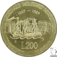 LaZooRo: Italy 200 Lire 1989 XF / UNC Taranto Naval Yards - Gedenkmünzen