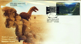 FOSSILISED EGGS-WORLD'S 3rd LARGEST DINOSAUR SITE, BALASINOR, GUJARAT-SPECIAL COVER- INDIA -2009-SCARCE-BX3-38 - Fossielen