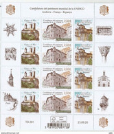 UNESCO.ANDORRA-FRANCIA-ESPAÑA  Chateau De Foix, Cathedrale Seo Urgell, Casa De La Vall ** Feuille Entière ** - Unused Stamps