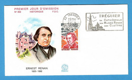 Frankreich / France  1973  Mi.Nr. 1829 , Joseph Ernest Renan - FDC Treguier 28.4.1973 - Ecrivains