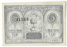 Noodgeld Herenthals 5 Centiemen 1915 Type 1 Zwart - Andere & Zonder Classificatie