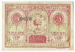 Noodgeld Herenthals 5 Centiemen 1915 Type 2 Rood Groen - Sonstige & Ohne Zuordnung