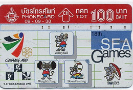 Phone Card Carte Téléphone Thailand 18 Th Sea Games  Weightlifting HalterophilieVolleyball Board Sailing Chiang Mai - Gewichtheben