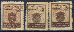 Lote 3 Sellos Recargo Ayuntamieno BARCELONA, Variedad Color Y Sin Serie, Num 55 - 55a - 55na º - Barcelona