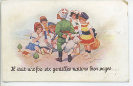 CPA  Militaria Il était Une Fois Six Gentilles Nations Bien Sages Illustration Personnification Alliés Guerre 1914/1918 - War 1914-18