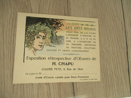 Carte Invitation Pb Publicité  Illustrée Par Vibert Société Les Arts Réunis Exposition Rétrospective D'œuvre De H.Chapu - Advertising