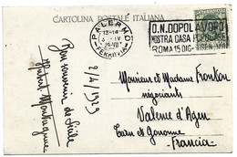 22-11-3363 Cachet Palermo Ferrovia O M  OOPOLAVORO MOSTRA CASA POPOLARE ROMA 1929 - Monreale Chiostr Dei Benedettini - Macchine Per Obliterare (EMA)