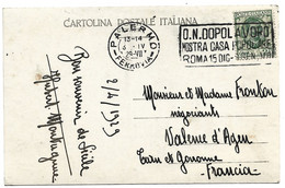 22-11-3363 Cachet Palermo Ferrovia O M  OOPOLAVORO MOSTRA CASA POPOLARE ROMA 1929 - Monreale Chiostr Dei Benedettini - Maschinenstempel (EMA)