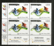 Tour De France 2021, étape Céret,Pas De La Casa, Port D'Envalira, Col De Beixalis,Andorra. Bloc De 4 Neufs ** - Unused Stamps