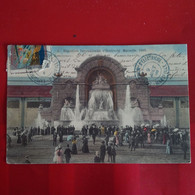 MARSEILLE EXPOSITION VIGNETTE VERSO CACHET BLEU HEXAGONALE ET SUISSE RUE - Exposición Internacional De Electricidad 1908 Y Otras