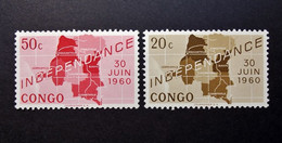 D. R. Congo - 1960 - N) 372 - 373 Independance Day (2 Values ) - Ongebruikt