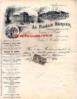 03- VICHY- FACTURE AU FIDELE BERGER-CONFISERIE COUTIERE ET MICHEL-CONFISEUR-SUR LE PRAC ET RUE SORNIN-1901-SUCRE ORGE - Alimentos