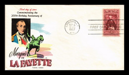 Marquis De La Fayette 200th  Birthday Anniversary 200 Eme Anniversaire FDC Louisville 1957 Fluegel Covers - 1951-1960