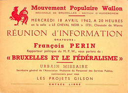 Auderghem - Mouvement Populaire Wallon 1962 (Bruxelles Et Le Fédéralisme) - Auderghem - Oudergem