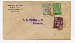 !!! COLOMBIE, LETTRE PAR AVION  DE BOGOTA POUR CARTAGENE DE 1925 - Colombia